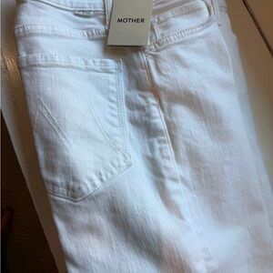 MOTHER Women's White Jeans The Kick It Style